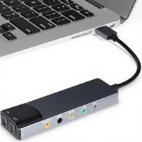 „Tonysa“ 7.1 USB erdvinio garso plokštė su skaitmeniniu SPDIF garso išėjimu, aukštos raiškos muzika, išorinė garso plokštė, „Plug and Play“ funkcija, skirta nešiojamiesiems kompiuteriams, sidabrinė