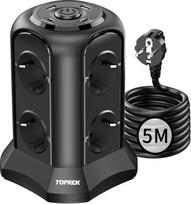 „TOPREK“ USB-C lizdų blokas, apsauga nuo viršįtampių su keliais lizdais, PD 20 W