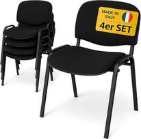 „Topsit“ lankytojų kėdės, 4 vnt. rinkinys, sukraunamos konferencijų kėdės su paminkštintu sėdimuoju ir atlošu, ergonomiškos laukiamosios salės kėdės, skirtos biurui, gydytojo kabinetui, registratūrai (juodos)