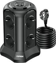 „TOPREK“ USB-C lizdų blokas, apsauga nuo viršįtampių su keliais lizdais, PD 20 W