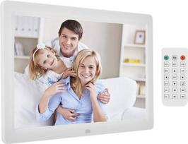 „Tosuny“ 12 colių skaitmeninė nuotraukų rėmelė su LED ekranu, 1080p HD raiška, žadintuvu, muzikos ir filmų grotuvu bei nuotolinio valdymo pultu, skirta gimtadieniui, vestuvėms (balta)