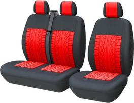 „TOYOUN“ universalūs automobilio sėdynių užvalkalai, skirti „Transporter“ pikapo priekinių sėdynių apsaugai. 3D padangų pėdsakų rašto sėdynių užvalkalai: vairuotojo sėdynės + 2 keleivių sėdynių suolelio apsauginiai užvalkalai, raudoni