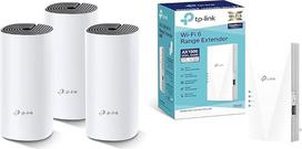 „TP-Link Deco M4“ tinklo „Mesh“ belaidžio tinklo rinkinys (3 vnt.) ir „RE500X“ „Wi-Fi 6“ belaidžio tinklo stiprintuvas-kartotuvas AX1500