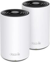 „TP-Link Deco XE75 Pro“ tinklo „Mesh“ rinkinys (2 vnt.), „Wi-Fi 6E AXE5400“ trijų dažnių maršrutizatorius ir kartotuvas, 1 x 2,5G prievadas + 2 x 1G prievadai kiekviename įrenginyje, rekomenduojamas namams su 3–5 miegamaisiais, WPA3