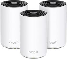 „TP-Link Deco XE75 Pro“ „Mesh“ belaidžio tinklo rinkinys (3 vnt.), „Wi-Fi 6E AXE5400“ trijų dažnių maršrutizatorius ir kartotuvas, 1 x 2,5G prievadas + 2 x 1G prievadai kiekviename įrenginyje, rekomenduojamas namams su 4–7 miegamaisiais, WPA3