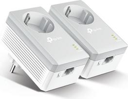 „TP-Link TL-PA4010P KIT“ 600Mbps 2 prievadų „Pass-Through“ tipo „Powerline“ adapterių rinkinys (2 x 10/100Mbps Ethernet prievadai, „Plug & Play“, energijos taupymo funkcija, suderinamas su visais pagrindiniais „Powerline“ adapteriais) Balta