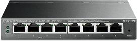 „TP-Link“ TL-SG108PE 8 prievadų „Gigabit Easy Smart“ komutatorius su 4 „PoE+“ prievadais (64 W, ekranuoti RJ-45 prievadai, IEEE-802.3af / AT, paprastas konfigūravimas, be ventiliatoriaus), juodos spalvos