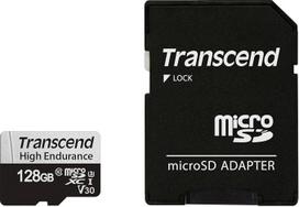„Transcend“ 128GB „microSDXC 350V“ atminties kortelė su adapteriu, UHS-I U3, didelio patvarumo, iki 100MB/s, idealiai tinka vaizdo registratoriams ir 24/7 stebėjimo sistemoms