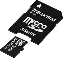 „Transcend“ „Micro SDHC“ atminties kortelė, 4 klasės, su SD adapteriu, 4GB