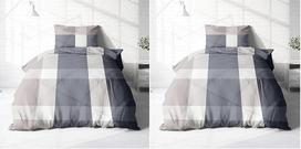 „Träumschön“ flanelės patalynės rinkinys, 2 dalys, 155 x 220 cm + 80 x 80 cm - Pūkuota patalynė, šviesiai pilkos spalvos – Minkšta žiemos patalynė su langeliais – Kvėpuojanti, šilta ir odai draugiška – 100 % medvilnė (2 vnt. rinkinys)