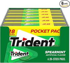 „Trident“ mėtų skonio kramtomoji guma be cukraus, 6 pakuotės po 28 vnt. (iš viso 168 vnt.)