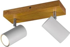 „Trio Leuchten“ „Marley“ 812400231 – metalinė matinės baltos spalvos medžio imitacijos prožektorių juosta „Exclusive“ su 2 GU10 lizdais