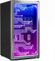„TRIUMPHKEY 90L“ gėrimų šaldytuvas su stiklinėmis durimis ir RGB LED apšvietimu | Reguliuojama temperatūra nuo 2 iki 18 °C, tylus (38 dB), stiklinės durys, idealiai tinka vakarėlių salėms, žaidimų kambariams ir biurams