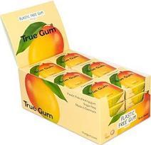 „True Gum“ 24 vnt. pakuotė: mangų skonio, be plastiko kramtomoji guma, biologiškai skaidoma, veganiška, 24 x 21 g, 504 g