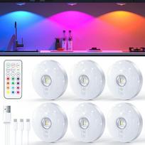 „TRUMPETS“ USB įkraunamas LED prožektorius su nuotolinio valdymo pultu, belaidis LED vitrinų apšvietimas su laikmačio funkcija, apšvietimas po baldais, spintelių apšvietimas, magnetinis šviestuvas su atminties funkcija, baltas: rinkinys