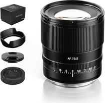 „TTARTISAN“ 75 mm F2 AF objektyvas su „L-Mount“ jungtimi, skirtas pilno kadro portretiniams fiksuoto židinio nuotolio objektyvams su automatiniu fokusavimu (L, juodas)