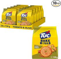 „TUC Bake Rolls“ pomidorų ir alyvuogių duonos traškučiai, 150 g (10 vnt. pakuotė)