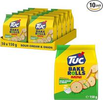 „TUC Mini Bake Rolls“ duonos traškučiai su grietine ir svogūnais, 150 g (10 vnt. pakuotė)