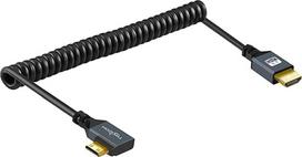„Twozoh“ kairiu kampu išlenktas „Mini HDMI“ į „HDMI“ kabelis, 90° „Mini HDMI“ į „HDMI“ spiralinis laidas, palaiko 3D / 4K, 1080p, ištemptas ilgis iki 1,5 m