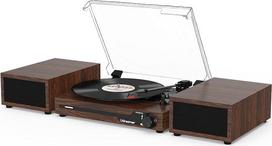 „Udreamer“ patefonas su 2 poriniais stereogarsiakalbiais, klasikinio stiliaus patefonas su „Bluetooth 5.3“, palaiko 3 greičius, „AUX-In“, „RCA Line“, USB, belaidį atkūrimą, riešutmedžio spalvos