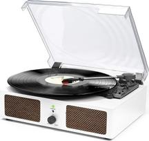 „Udreamer“ vinilo grotuvas, patefonas su įmontuotais garsiakalbiais ir „Bluetooth“ diržine pavara, klasikinis fonografas su 3 greičiais, skirtas muzikos klausymui ir namų interjerui papuošti, baltos spalvos