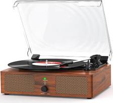 „Udreamer“ vinilo grotuvas, patefonas su įmontuotais garsiakalbiais ir „Bluetooth“ diržine pavara, klasikinis fonografas su 3 greičiais, skirtas muzikos klausymui ir namų interjerui papuošti, medžio rudos spalvos