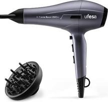 „Ufesa X-Treme Boost“ joninis plaukų džiovintuvas, profesionalus kintamosios srovės variklis, 2600 W jonų generatorius, 2 greičiai, 3 temperatūros nustatymai, argano aliejaus danga, difuzorius ir koncentratorius, „Cold Shock“ funkcija