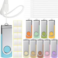 „Uflatek“ USB atmintinės, 32GB, 10 vnt. rinkinys, USB 2.0 atmintinės, „Morandi“ įvairių spalvų „Flash Drive“, besisukanti USB atmintinė, spalvinga „Thumb Drive“, išorinė duomenų atmintinė su tuščiu lipduku ir dirželiu