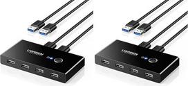 „UGREEN“ USB komutatorius 2 kompiuteriams: 2 įėjimai ir 4 išėjimai (2 vnt. rinkinys)