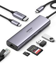 „UGREEN“ USB-C jungčių blokas su Ethernetu – 7-in-1 dokas su 4K @ 60 Hz HDMI, LAN RJ45, SD/TF