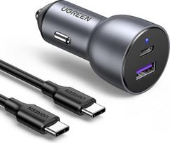 „UGREEN“ USB-C automobilinis įkroviklis, 52,5 W (30 W + 22,5 W), su cigarečių degiklio jungtimi, USB-C automobilinis įkroviklis, 12 V, suderinamas su „iPhone 15“, „15 Plus“, „15 Pro“, „15 Pro Max“, „14 Pro“, „Pro Max“, „Galaxy S24“, „S23“