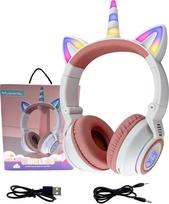 „Unicorn“ „Bluetooth“ ausinės, belaidės ausinės su ausų apvadu, LED apšvietimu, stereo garsu ir mikrofonu (W, baltos spalvos)