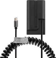„Uonecn“ USB-C į NPF „dummy“ bateriją jungiantis spiralinis maitinimo kabelis – suderinamas su „Sony“ NP-F550, F570, F770, F970 ir „Atomos Ninja V“ monitoriumi