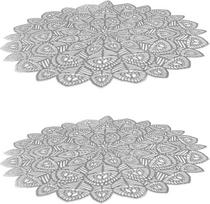 „Uonlytech“ dekoratyvinis stalo padėklas su povų plunksnų motyvu iš PVC | Sidabrinės spalvos variantas, kūrybiškas stalo padėklas, skirtas banketų dekoravimui ir interjerui, 2 vnt.