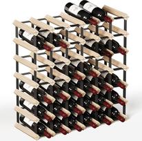 „Urban Deco“ medinis vyno laikiklis 42 buteliams, tvirtas butelių laikiklis, 60,5 x 23,6 x 60,5 cm, vyno butelių laikiklis vyno rūsiui, reikia surinkti