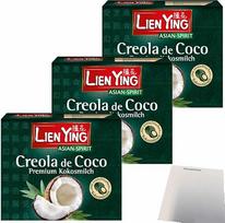 „usy“ rinkinys: „Lien Ying Creola de Coco“ aukščiausios kokybės kokosų pienas 90 %, 3 vnt. pakuotė (3 x 200 ml pakuotės) + „usy“ blokas