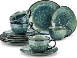 „vancasso“ „Starry Stoneware“ kavos servizas, 12 dalių rinkinys, skirtas 4 asmenims, sudėtyje – kavos puodeliai, lėkštelės, senovinio stiliaus dizainas