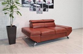 „Varsovia“ dvivietė sofa iš tikros odos, plotis 180 cm, su reguliuojamais atlošais. Odinė sofa iš tikros odos, tabako spalvos ir įvairių kitų spalvų