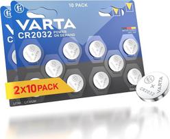 „Varta Batteries Electronics“ CR2032 ličio mygtukinė baterija, 3 V, 20 mygtukinių baterijų rinkinys originaliame blisteriniame įpakavime