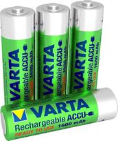 „Varta Ready2Use“ įkraunama baterija, iš anksto įkrauta AA „Mignon“ Ni-MH baterija (4 vnt. pakuotė, 1600 mAh), įkraunama be atminties efekto, paruošta naudoti