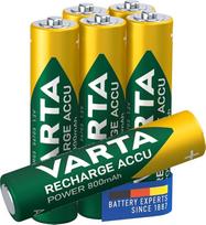 „VARTA“ AAA įkraunamų baterijų rinkinys (6 vnt.), įkraunamos baterijos, talpa 800 mAh