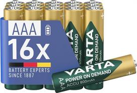„VARTA“ AAA įkraunamų baterijų rinkinys (16 vnt.), „Recharge Accu Power on Demand“, 800 mAh NiMH baterija, iš anksto įkrauta, paruošta naudoti