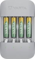 „VARTA“ baterijų įkroviklis, komplekte su 4 vnt. AAA 800 mAh baterijų, įkroviklis, skirtas įkraunamoms AA/AAA baterijoms, „Eco Charger Pro“, vienos vietos įkroviklis, korpusas pagamintas iš 75 % perdirbtų medžiagų