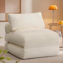 „VASAGLE“ „Camila LCS211W101“ sulankstoma sofa-lova su pagalvėle, 89 x 89 x 78 cm / 89 x 195 x 43 cm, šilta balta