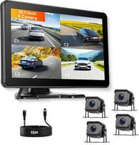 „VECHTEL“ 4 galinio vaizdo kameros su 10,1 colio IPS monitoriumi, BSD sistema, 4 ekranai, 4K DVR ciklinis įrašymas, 1080p AHD atbulinės eigos kamera su naktinio matymo funkcija / IP68 atsparumas vandeniui, skirta visureigiams, sunkvežimiams ir kempinginia