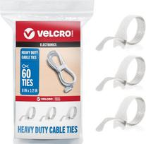 „VELCRO“ prekės ženklo kabelinės juostos, skirtos intensyviam naudojimui, 60 vnt. didmeninė pakuotė, 1/2" pločio, tvirtos, daugkartinio naudojimo, skirtos laidų tvarkymui ir ryšio kabelių surišimui namuose, biure ir duomenų centruose