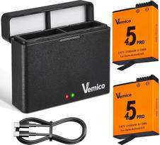 „Vemico Osmo Action 6“ akumuliatorių įkroviklio rinkinys su 2 vnt. 2100 mAh atsarginių akumuliatorių