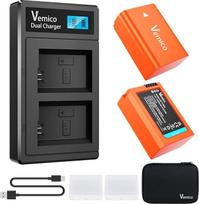 „Vemico“ NP-FW50 akumuliatorių įkroviklio rinkinys: 2 vnt. 1200 mAh atsarginių akumuliatorių ir USB-C įkroviklis