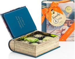 „Venchi Milan Mini Book“ metalinėje dėžutėje su „Chocoviar“ šokoladiniais saldainiais, tamsusis šokoladas ir pistacijos, 112 g. Be glitimo, be dažiklių, be konservantų, puiki dovana