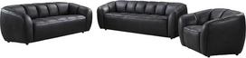 „Vente-unique“ – 3-vietė sofa, 2-vietė sofa ir fotelis iš juodos odos, „Pradoni“